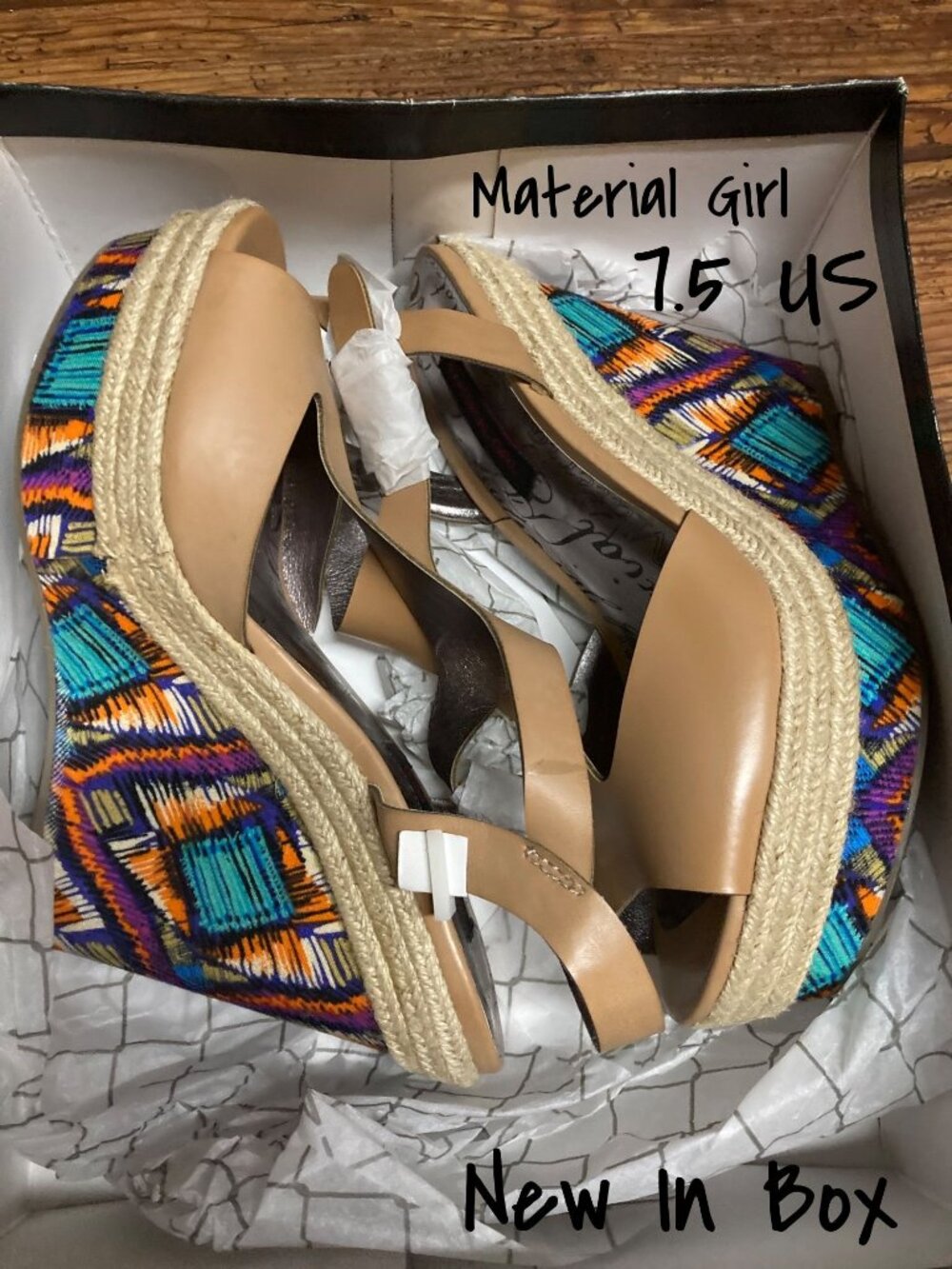 Material Girl Women's Wedge Sandals Size 7.5 M - New In Box by Madonna